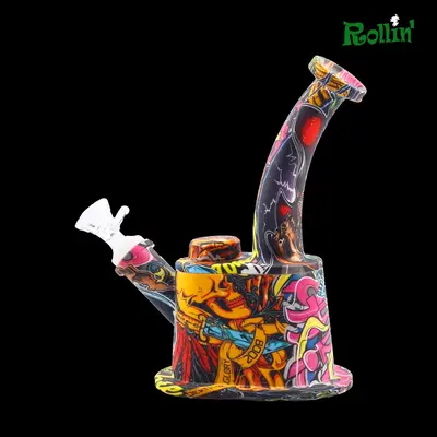 rollinbd.com-Product-Collection-SB 7.5 inch squre shape cartoon print Silicone water pipe