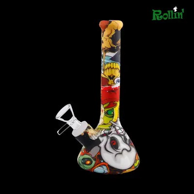 rollinbd.com-Product-Collection-SB001 - 7.8 inch squre print Silicone water pipe