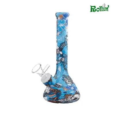 rollinbd.com-Product-Collection-SB003 - 7.8 inch squre print Silicone water pipe