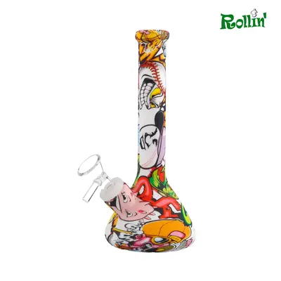 rollinbd.com-Product-Collection-SB004 - 7.8 inch squre print Silicone water pipe