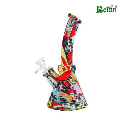 rollinbd.com-Product-Collection-SB001- 9 inch curve print Silicone water pipe