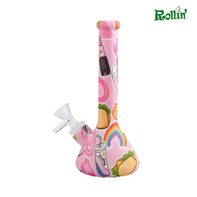 rollinbd.com-Product-Collection-SB005 - 7.8 inch squre print Silicone water pipe