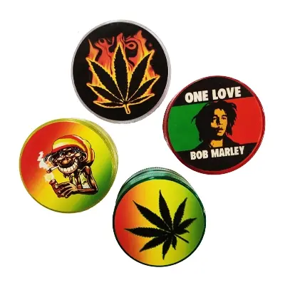 rollinbd.com-Product-Collection-Bob Marley Acrylic Grinder 4 Part Magnetic Shark Teeth Random Print