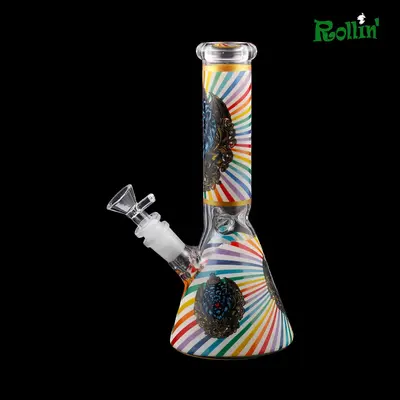 rollinbd.com-Product-Collection-GB  10 inch Lion Glow in the dark print glass water pipe