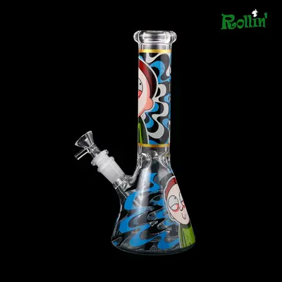 rollinbd.com-Product-Collection-GB 10 inch Glow in the dark cartoon print glass water pipe